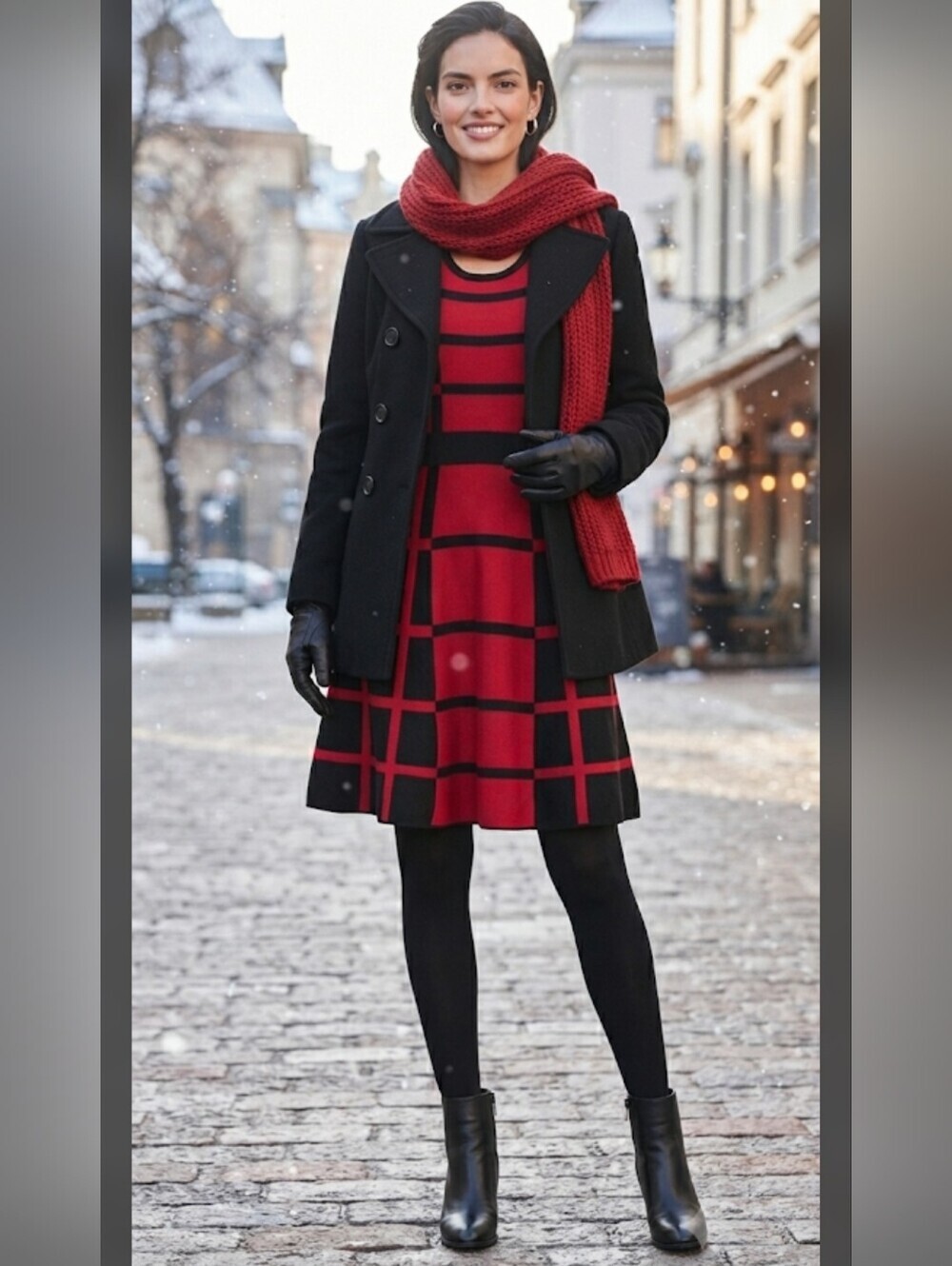 Danny & Nicole Black and Red Knit Dress